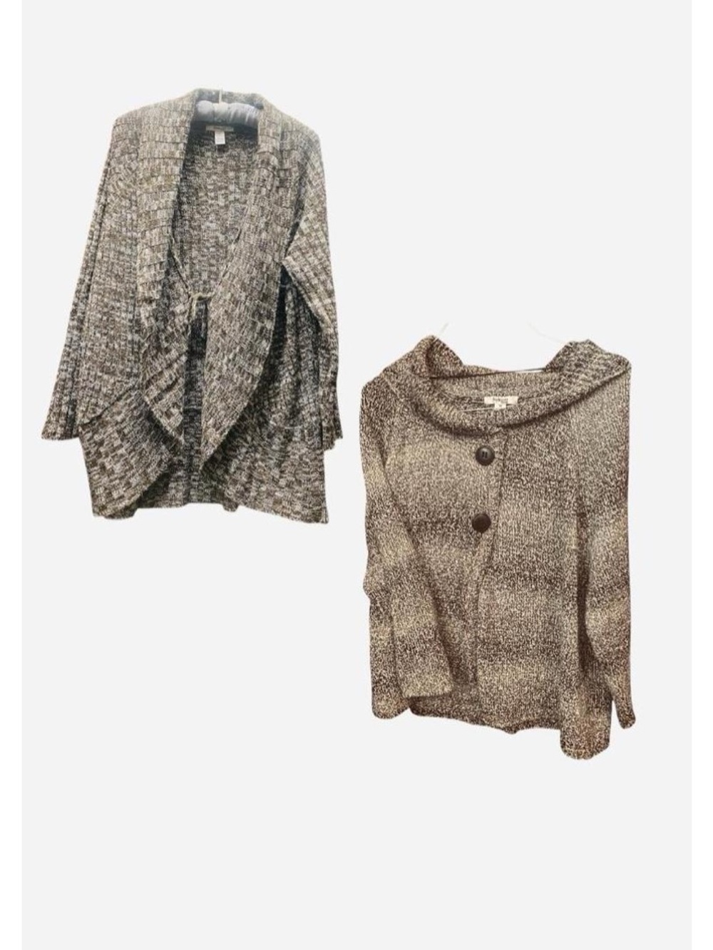 INC International Concepts Marled Gray Two-Piece Knit Cardigan & Button Sweater